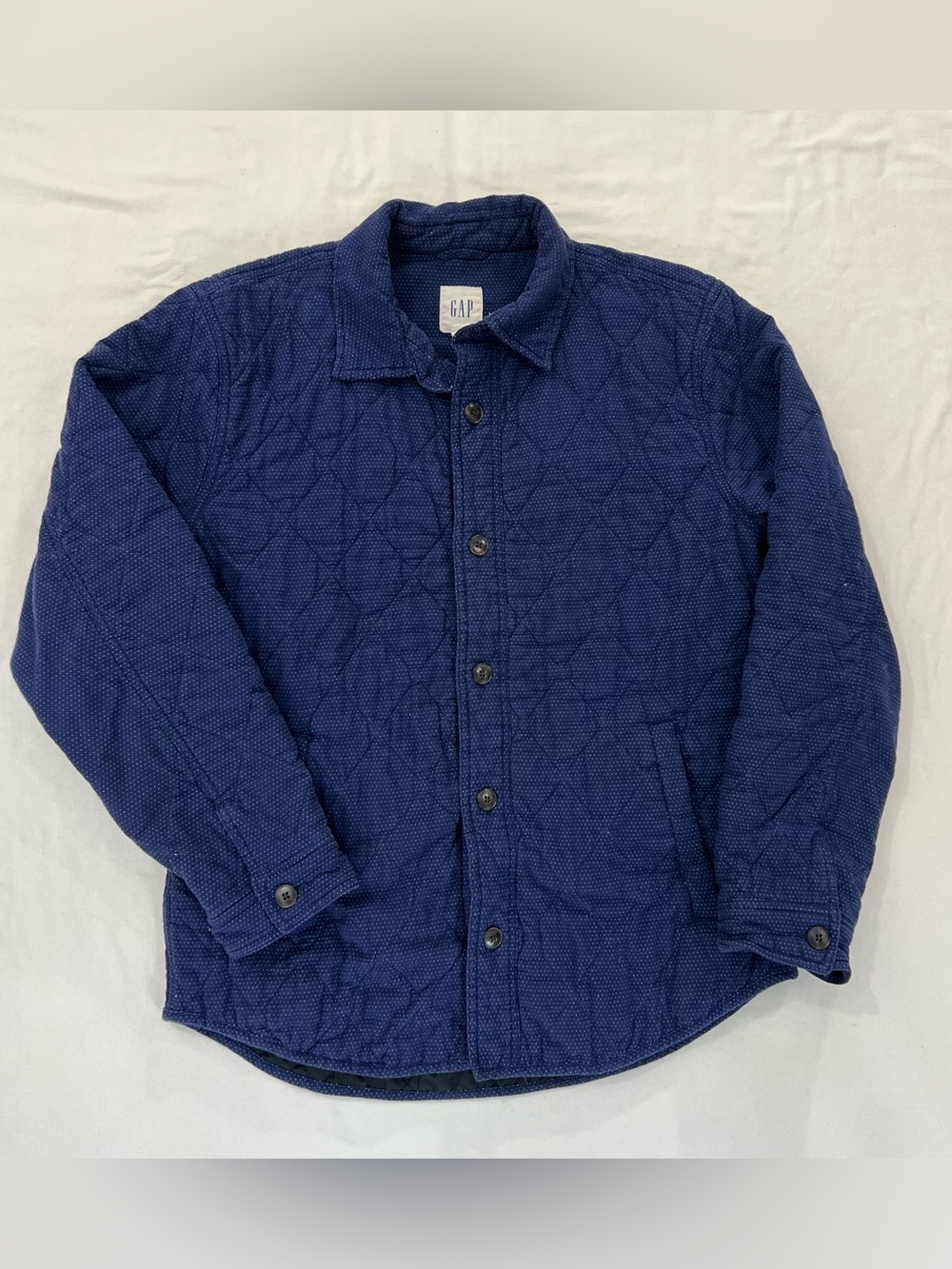 GAP Quilted Dark Blue with White Polka Dots Shirt Jacket